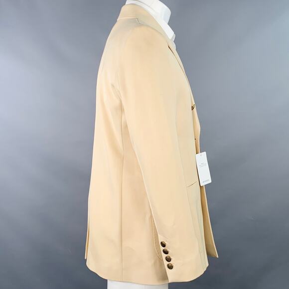 AMI by ALEXANDRE MATTIUSSI Size 34 Beige Wool Twill Double Breasted Sport Coat - Picture 4 of 10